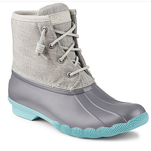 *SOLD* Sperry Turquoise and Gray Saltwater Duck Boots Size: 10 - Picture 11 of 11